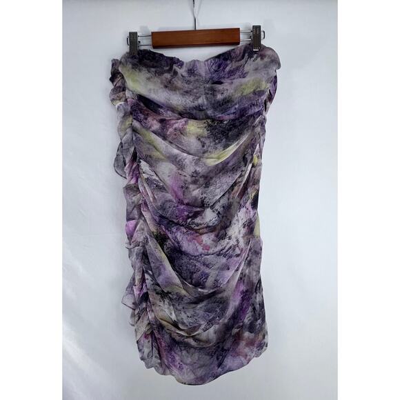 Elizabeth and James Sophie Strapless Silk Mini Dress Multi-Colored Purple Size S - Picture 3 of 8